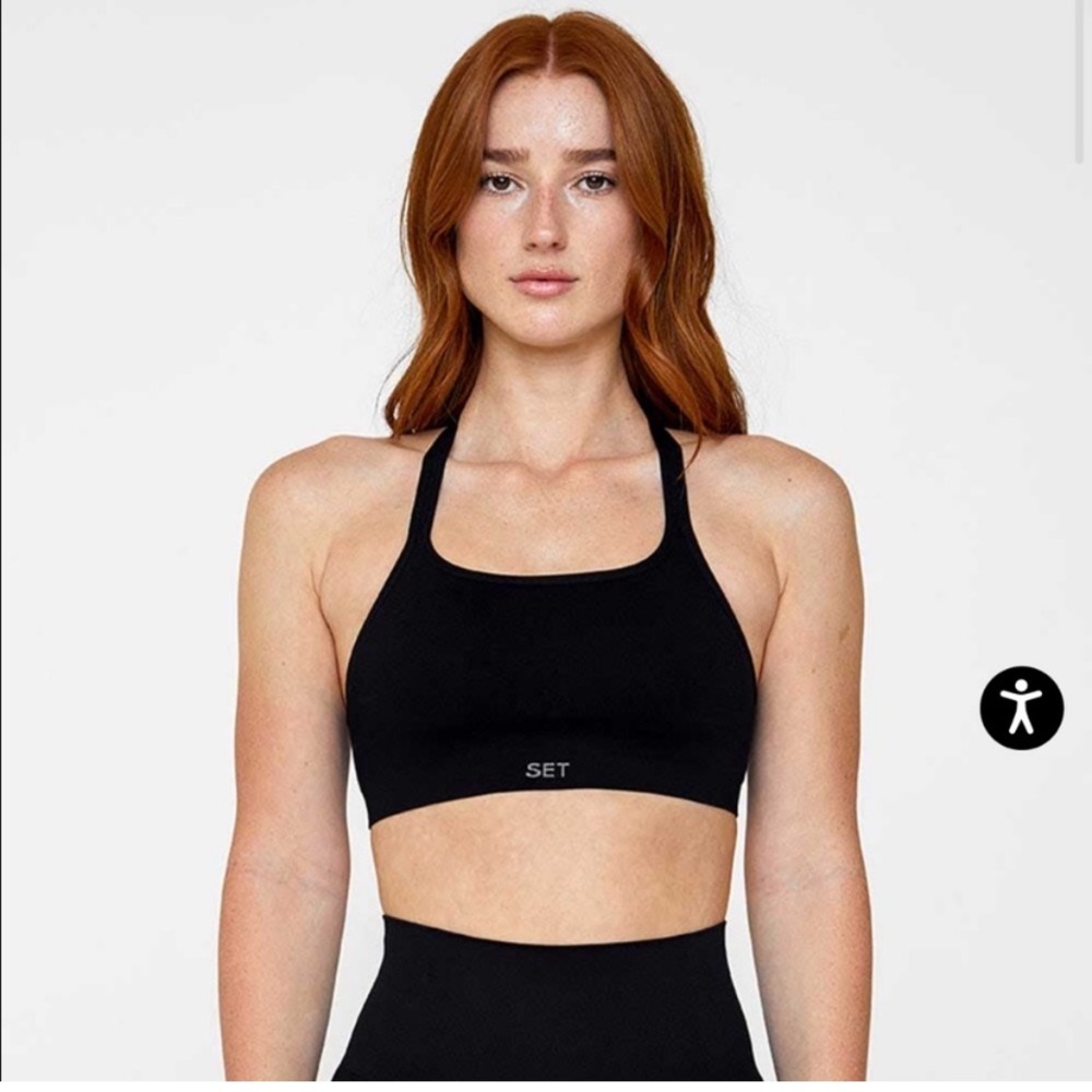 SET Active Black Sports Bra with Crisscross Straps